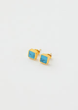 18kt Gold Vermeil PSTM Afghanistan Turquoise Square Studs