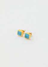 18kt Gold Vermeil PSTM Afghanistan Turquoise Square Stud Earrings