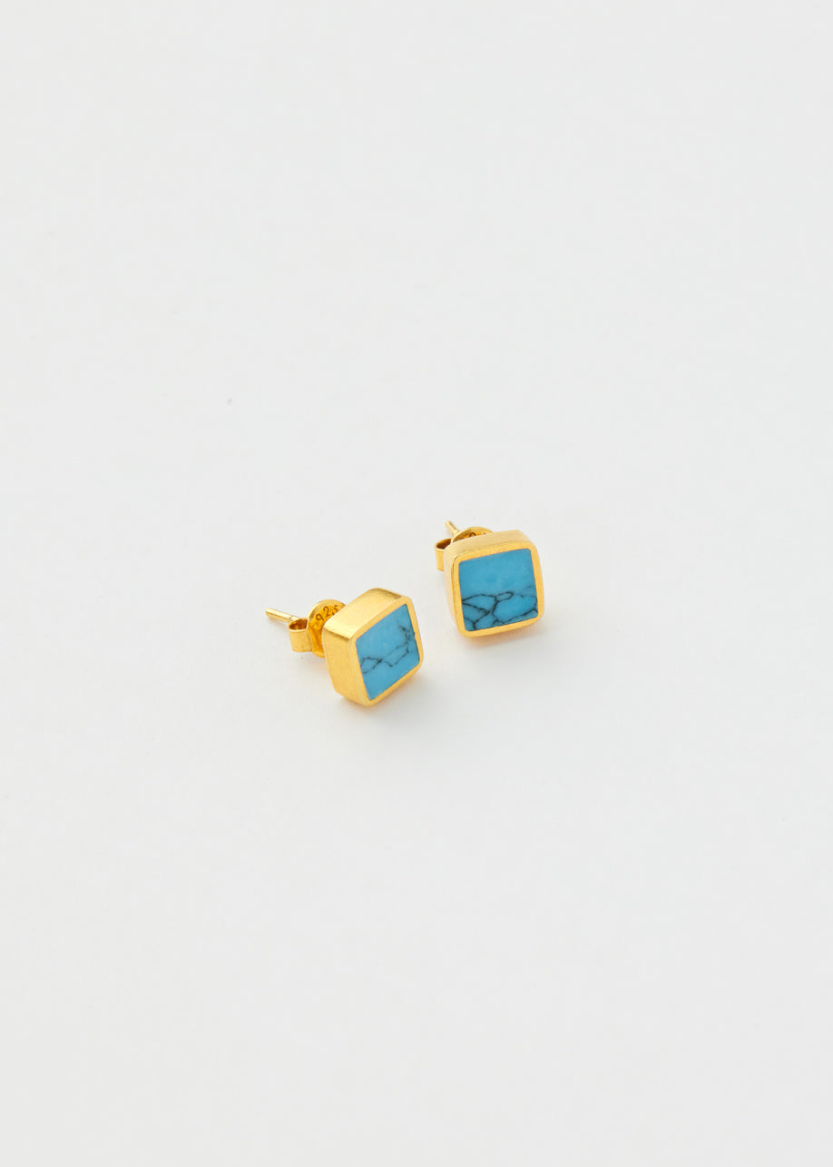 18kt Gold Vermeil PSTM Afghanistan Square Studs