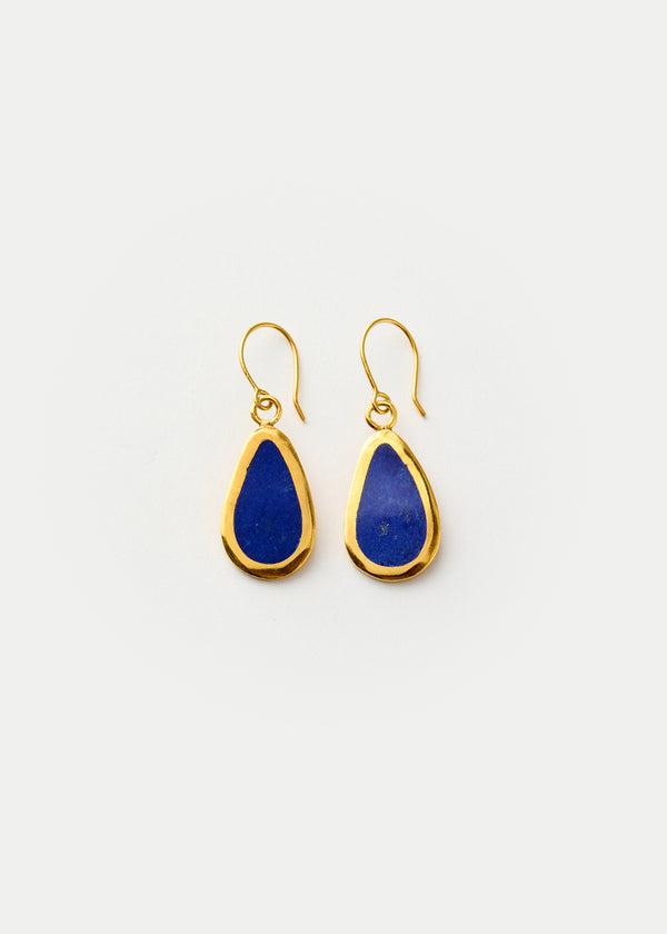 18kt Gold Vermeil PSTM Afghanistan Samar Anara Single Drop Lapis Earrings
