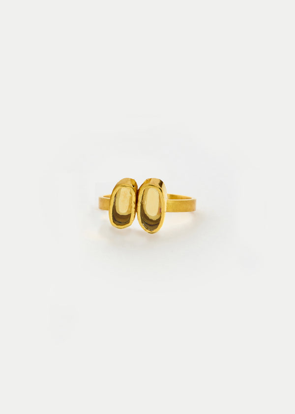 18kt Gold Vermeil PSTM Afghanistan Pink Glass Double Ring