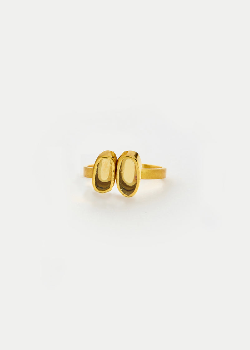 18kt Gold Vermeil PSTM Afghanistan Pink Glass Double Ring