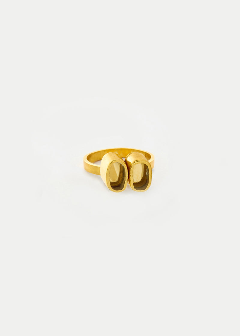18kt Gold Vermeil PSTM Afghanistan Pink Glass Double Ring