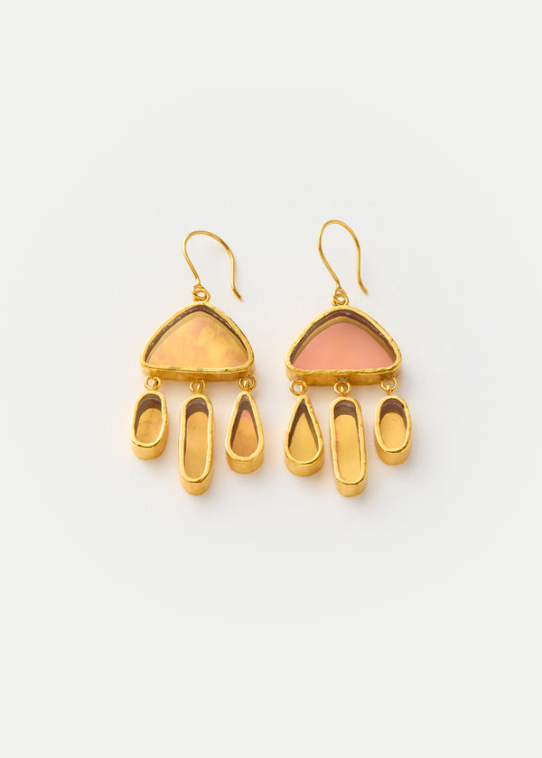 18kt Gold Vermeil PSTM Afghanistan Pink Glass Jellyfish Earrings
