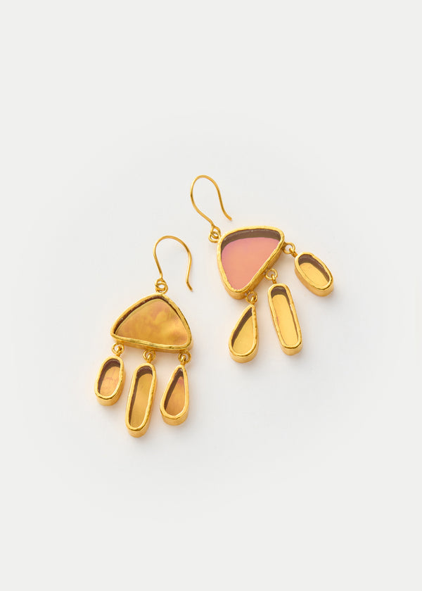 18kt Gold Vermeil PSTM Afghanistan Pink Glass Jellyfish Earrings