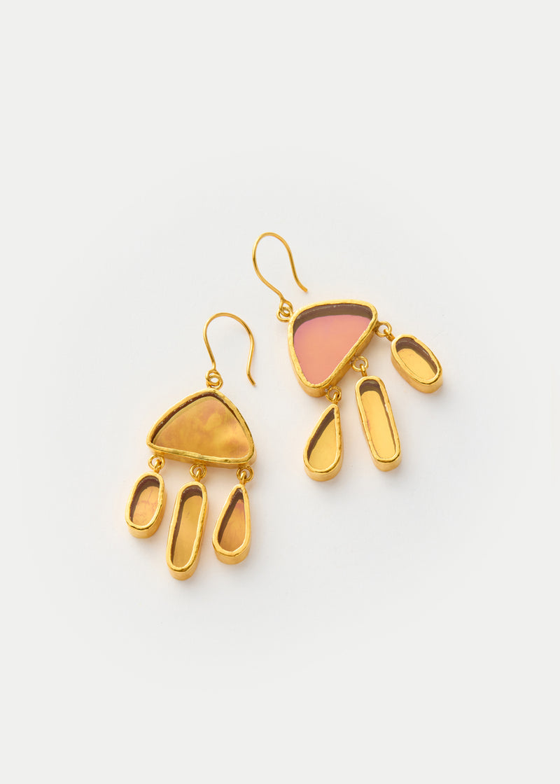 18kt Gold Vermeil PSTM Afghanistan Pink Glass Jellyfish Earrings