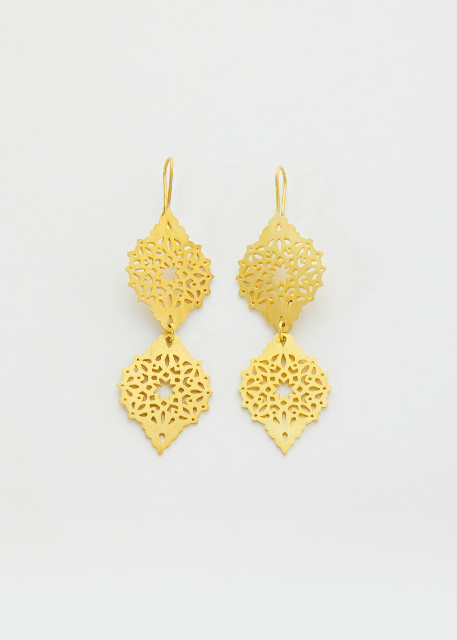 18kt Vermeil PSTM Jordan Sahlan Elongated Double Drop Hook Earrings
