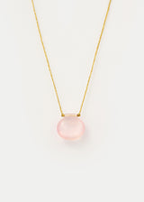 18kt Gold Drilled Rose Quartz Amulet on Cord