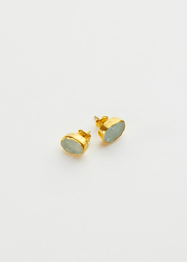 18kt Gold Vermeil PSTM Afghanistan Rough Aquamarine Fara Studs