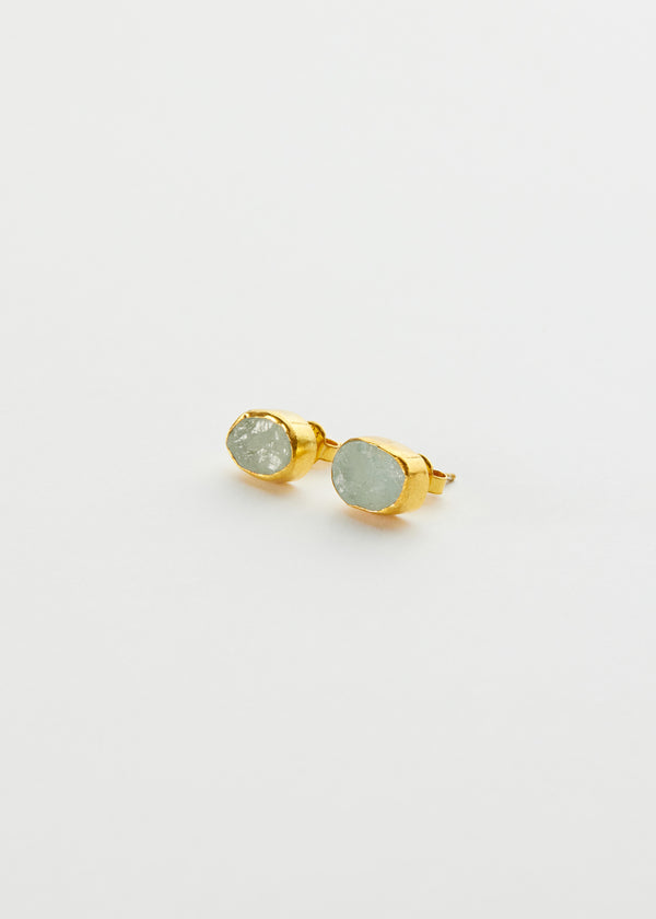 18kt Gold Vermeil PSTM Afghanistan Rough Aquamarine Fara Studs