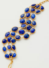 18kt Gold Vermeil PSTM Afghanistan Lapis Sheela Triple Line Bracelet