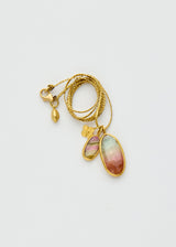 18kt Gold Watermelon Tourmaline & Anemone Cluster on Cord