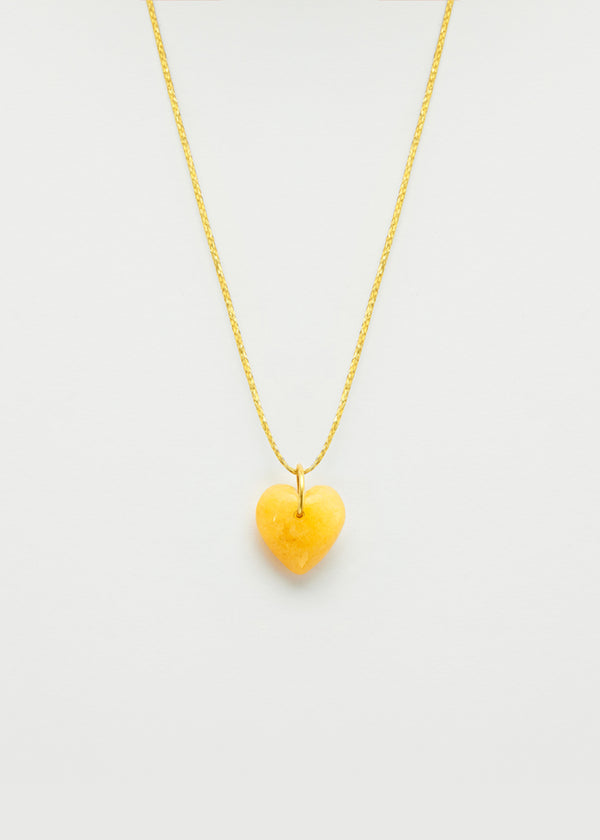 18kt Gold Yellow Aventurine Love Heart Amulet on Cord