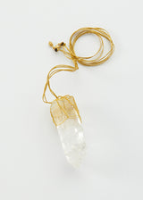 18kt Gold Crystal Metamorphic Large Amulet on Cord