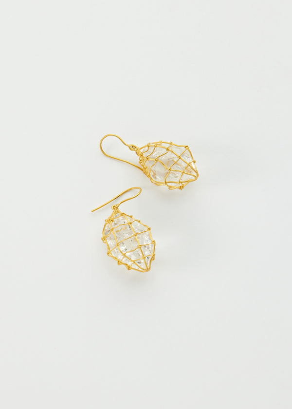 18kt Gold Herkimer Metamorphic Catch Single Drop Earrings