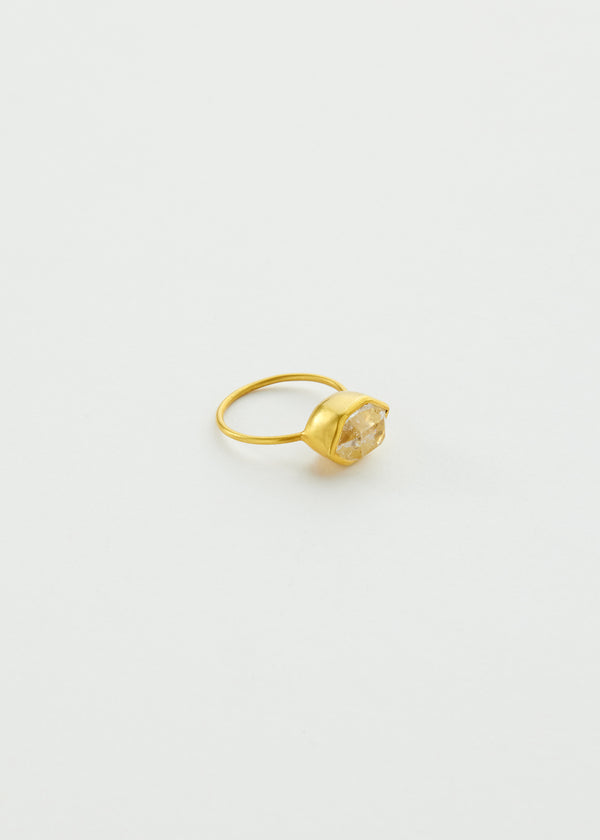 18kt Gold Herkimer Metamorphic Cup Ring
