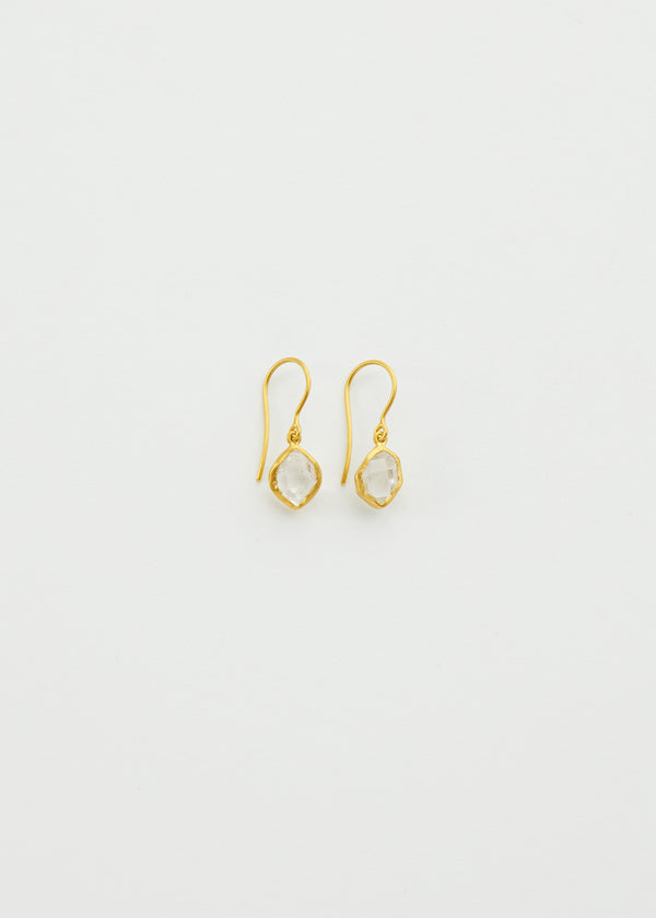 18kt Gold Herkimer Metamorphic Single Drop Earrings