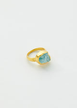 18kt Gold Rough Aquamarine Metamorphic Greek Ring