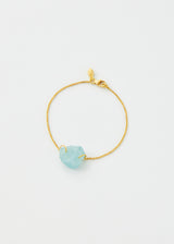 18kt Gold Rough Aquamarine Metamorphic Single Stone Bracelet