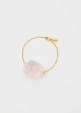 18kt Gold Rough Rose Quartz Metamorphic Single Stone Bracelet