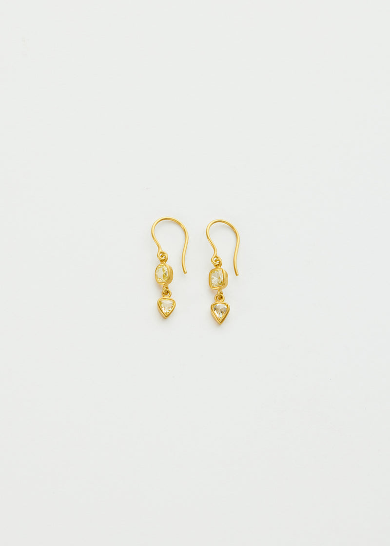 18kt Gold Helios Diamond Double Drop Earrings