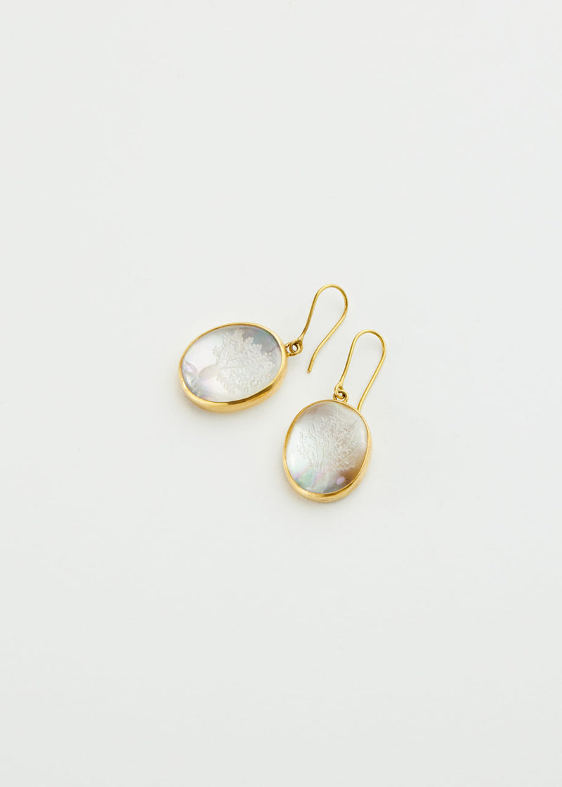 18kt Gold Artemis Mother of Pearl & Crystal Earrings