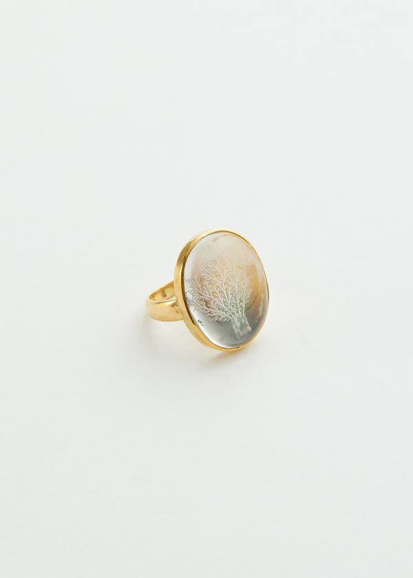 18kt Gold Artemis Mother of Pearl & Crystal Ring