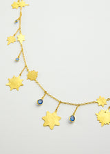 18kt Gold PSTM Myanmar Nila Long Stars & Sapphires Necklace