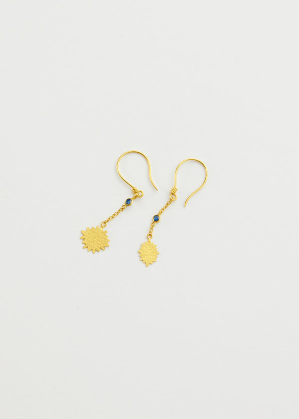 18kt Gold PSTM Myanmar Nila Star & Sapphire Earrings
