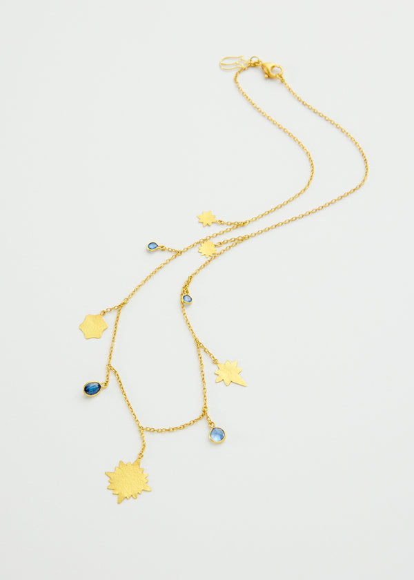 18kt Gold PSTM Myanmar Nila Stars & Sapphires Necklace