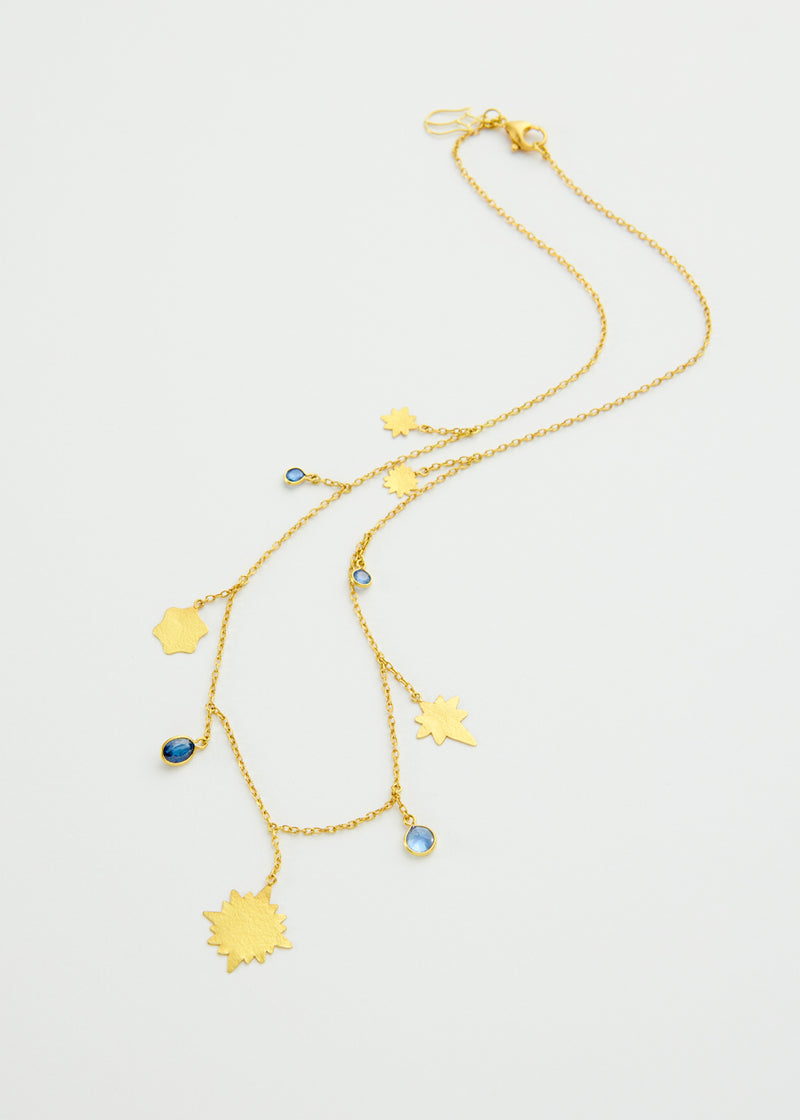 18kt Gold PSTM Myanmar Nila Stars & Sapphires Necklace