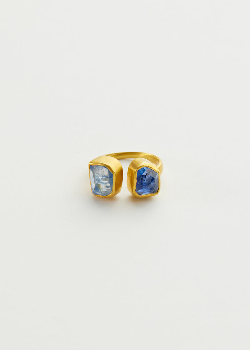 18kt Gold Nila Sapphire Two Stone Ring