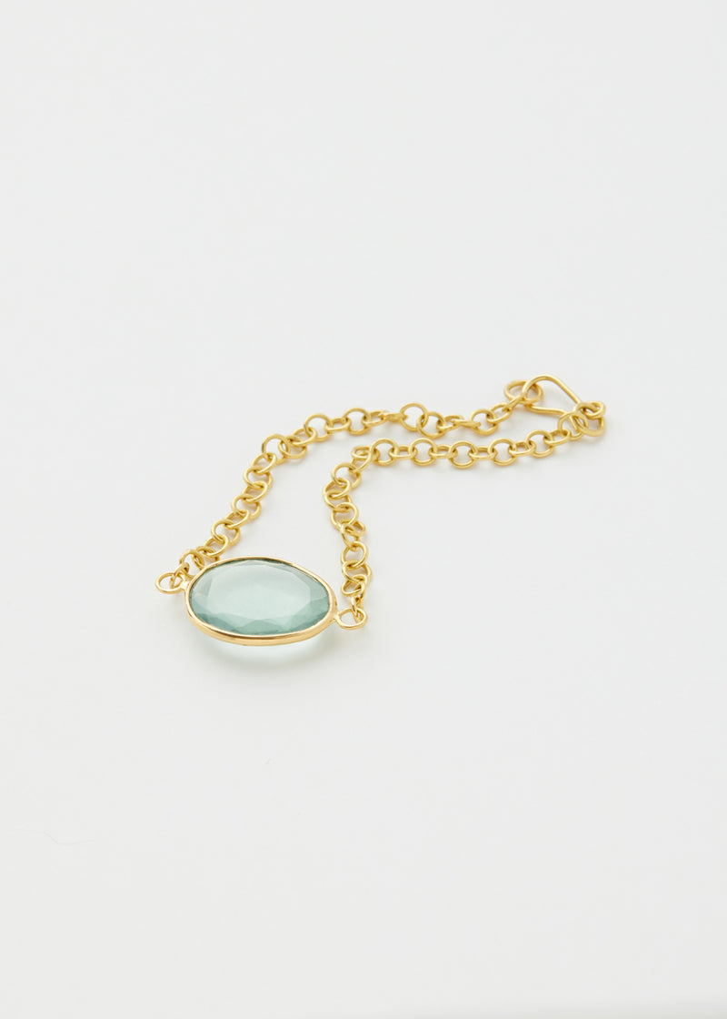 18kt Gold Aquamarine Single Stone Bracelet