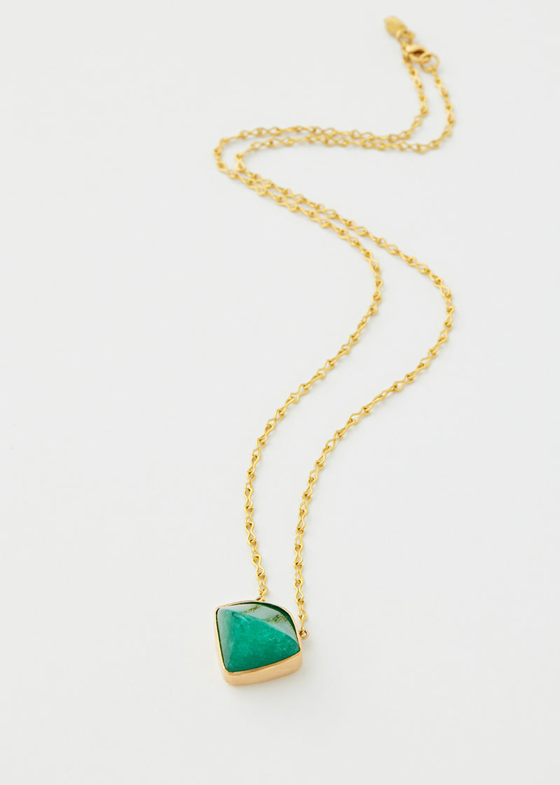 18kt Gold & Colombian Pointed Emerald Necklace