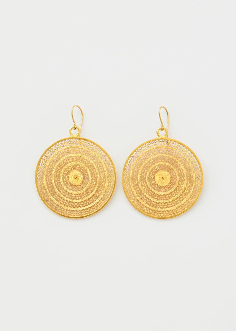 18kt Colombian Gold Single Medium Disk Earrings