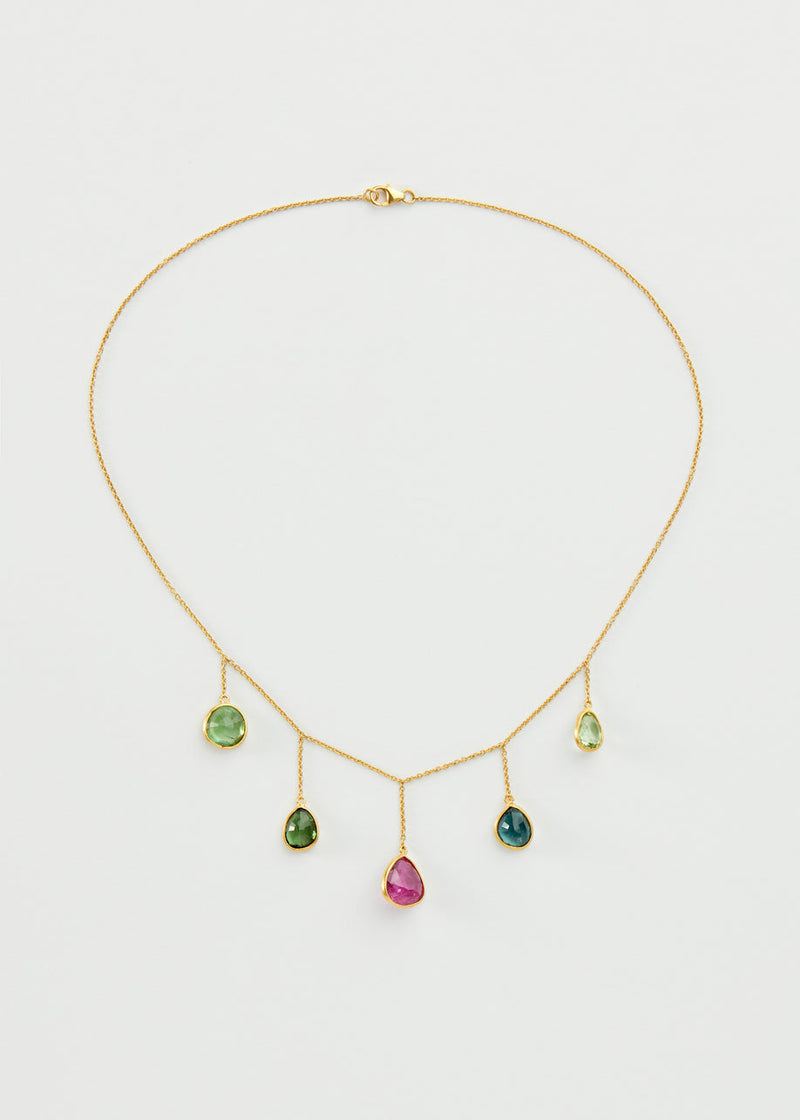 18kt Gold Iris Mixed Tourmaline Necklace