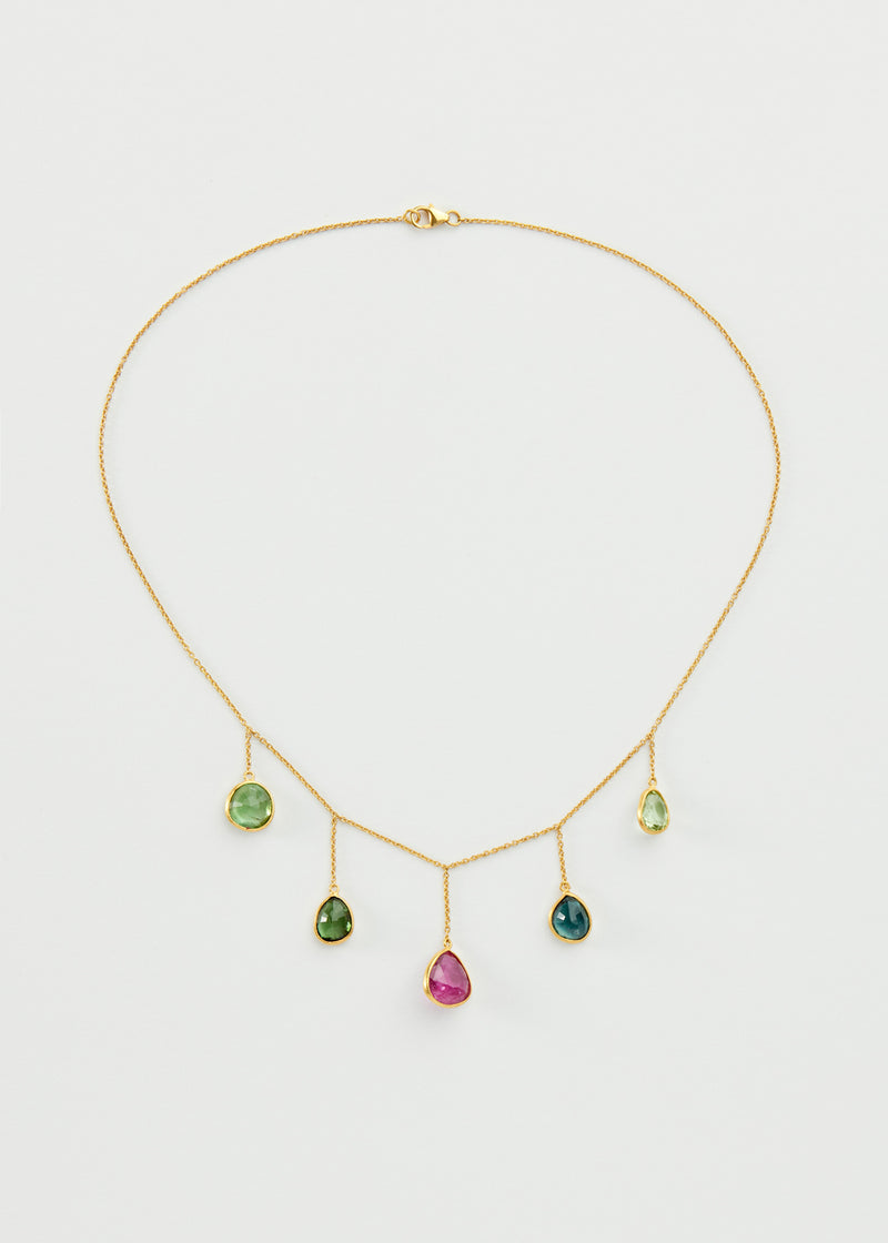 18kt Gold Iris Mixed Tourmaline Necklace