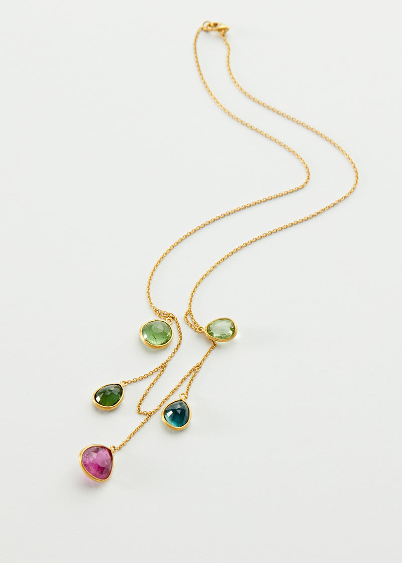 18kt Gold Iris Mixed Tourmaline Necklace