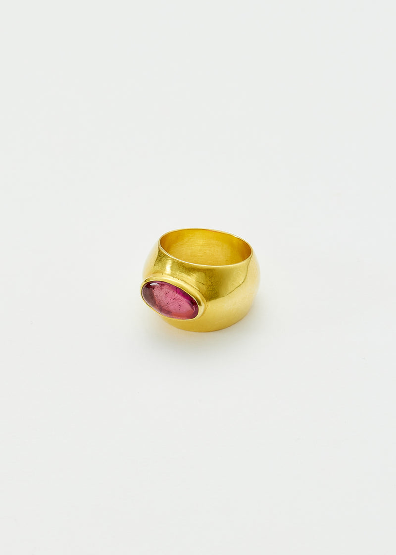 18kt Gold Pink Ibis Pink Tourmaline Band Ring