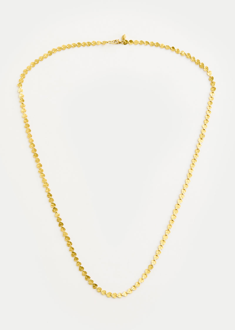 18kt Gold Peepal Leaf Long Chain Necklace