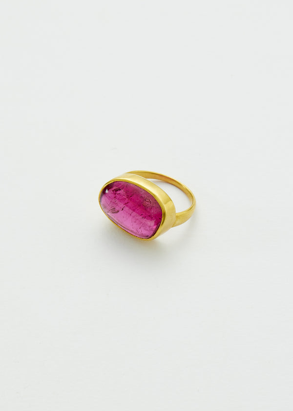 18kt Gold Pink Ibis Pink Tourmaline Greek Ring