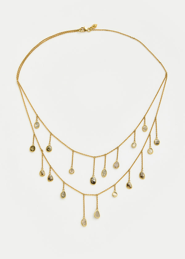 18kt Gold Cupid's Arrow Diamond Fringe Necklace
