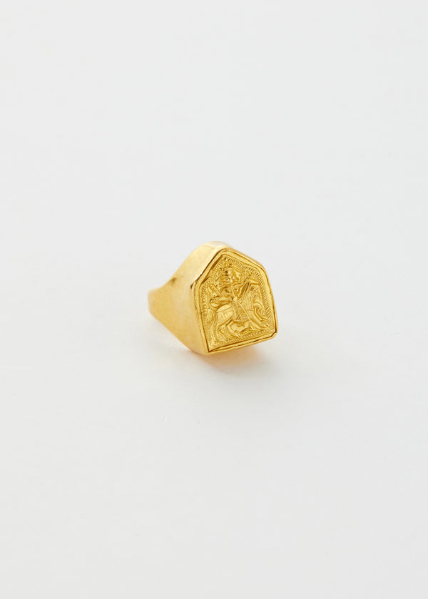 22k Gold Goddess Durga Tibetan Ring