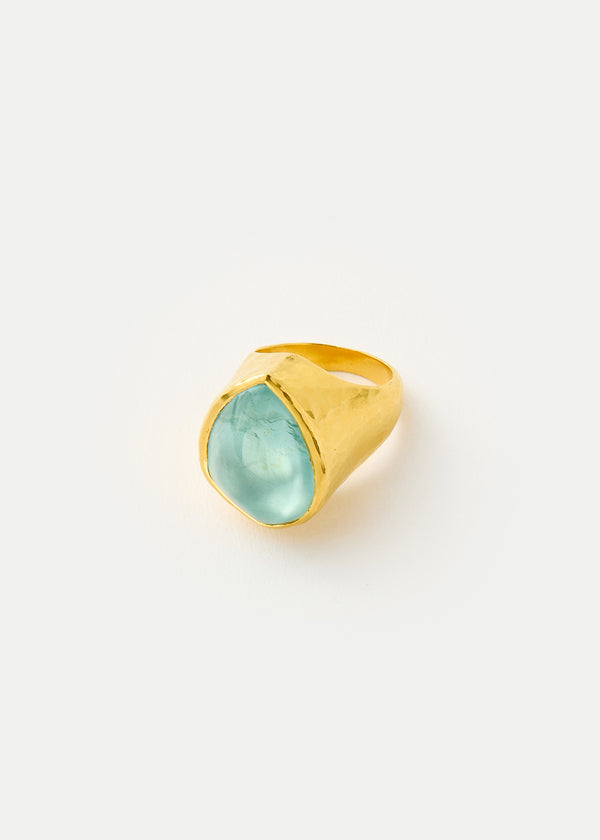 22kt Gold Aquamarine Tibetan Ring