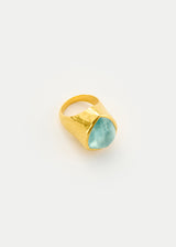 22kt Gold Aquamarine Tibetan Ring