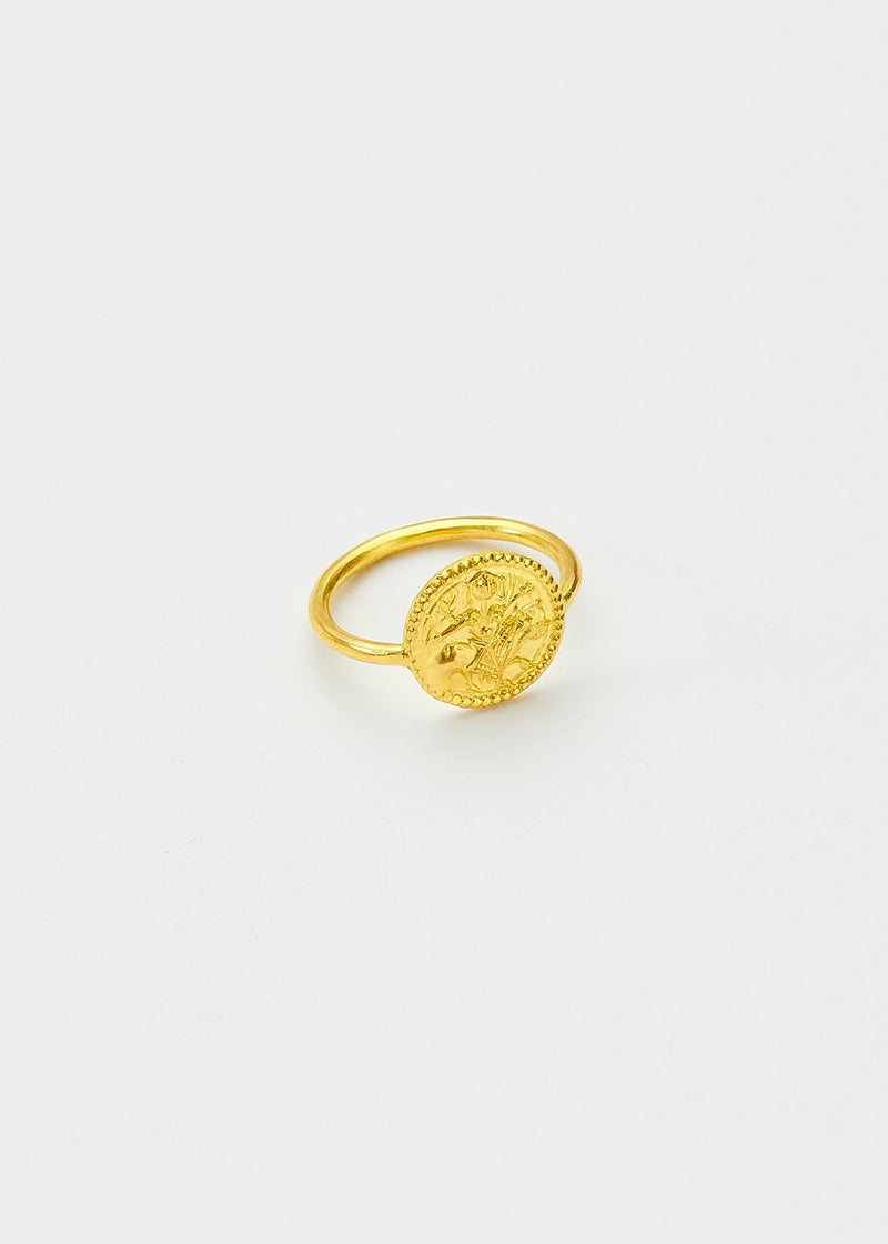 22kt Gold Goddess Durga Round Ring