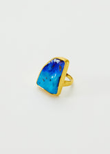 22kt Gold Australian Boulder Opal Large Greek Ring
