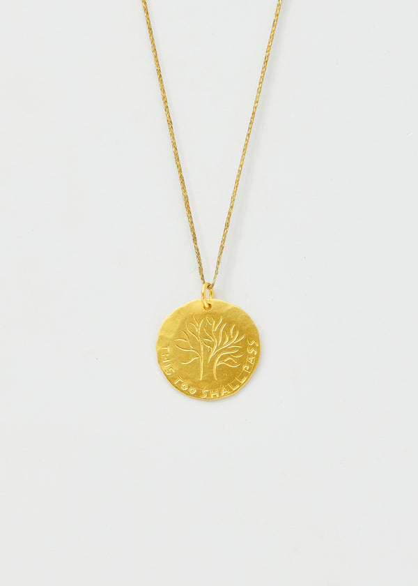 22kt Gold This Too Shall Pass Pendant on Cord