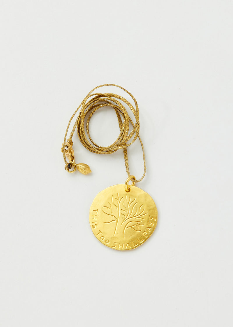 22kt Gold This Too Shall Pass Pendant on Cord