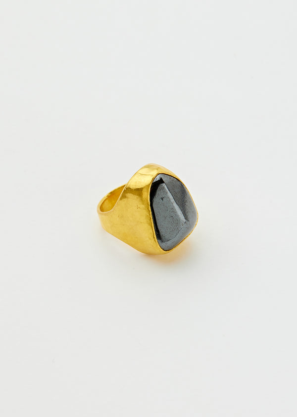 22kt Gold Galaxy Hematite Tibetan Ring
